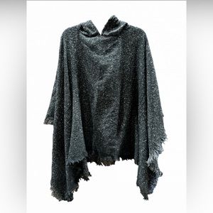 One size charcoal dark gray hooded poncho.